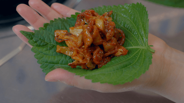 Perilla leaf wrap with various fillings