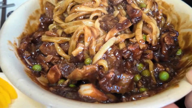 Jajangmyeon noodles in a savory sauce
