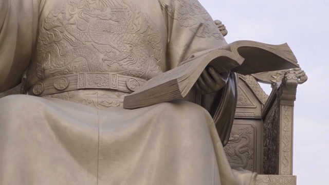 Statue of King Sejong in a city square