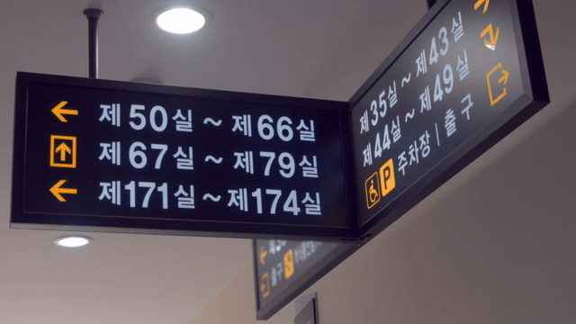 Indoor signage with room directions