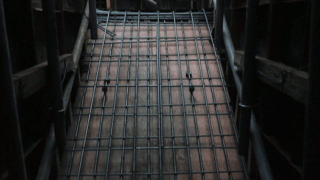 Construction site with metal framework