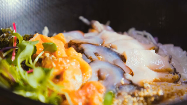 Fresh seafood and vegetables in a bowl