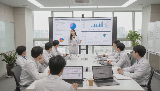 Medical science experts meeting in a conference room