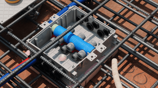 Electrical box and cables on construction site