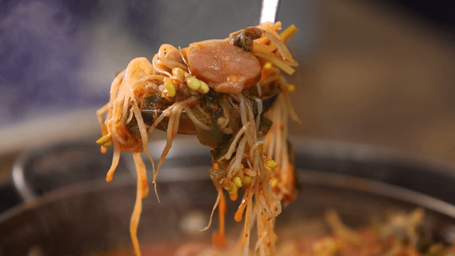 Budaejjigae with vegetables and sausage