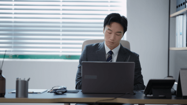 Businessman working at a desk in an office