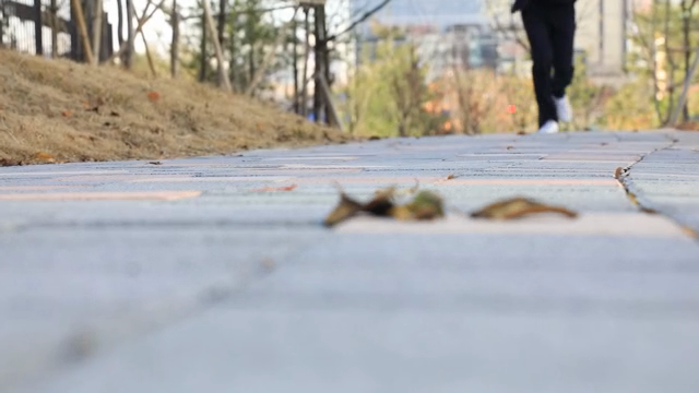 A person running quickly along a park trail