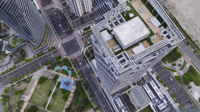 Aerial view of modern city buildings