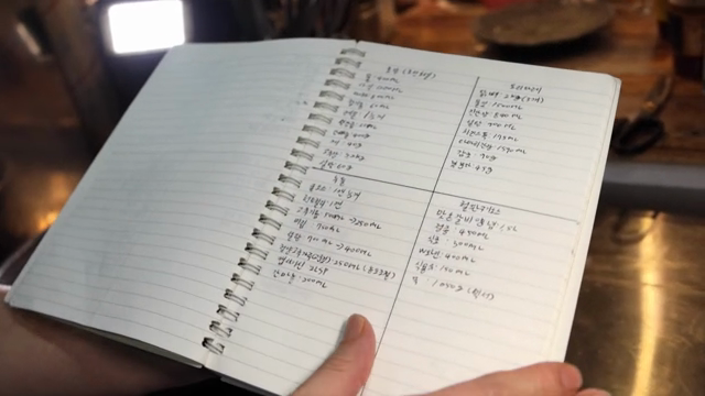 Recipes written in a notebook