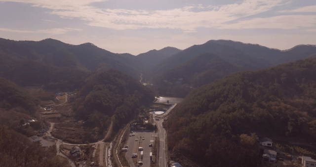 Mountainous landscape with winding roads