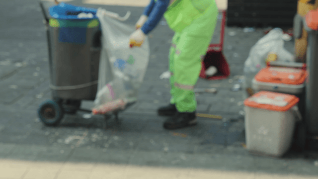 A street cleaner collecting trash