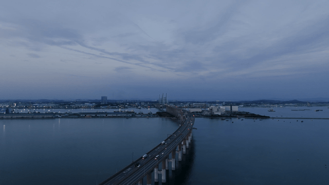 Bridge stretching over a calm sea