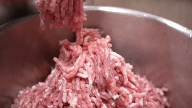 Meat ground in meat grinder
