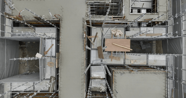 Concrete construction site from above