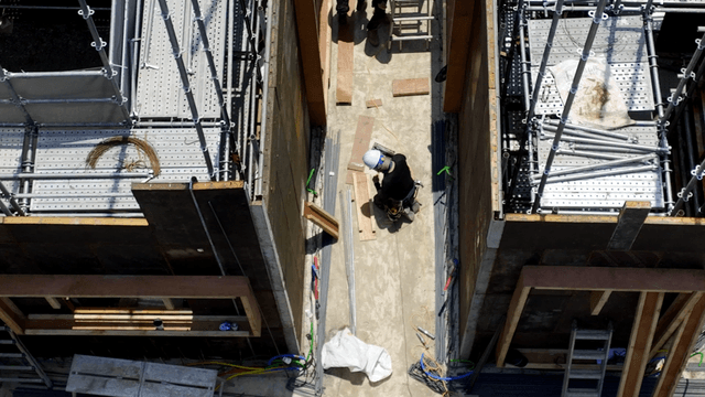 Construction workers at a building site