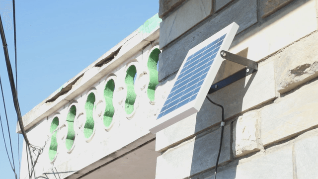 Solar panel on a house wall