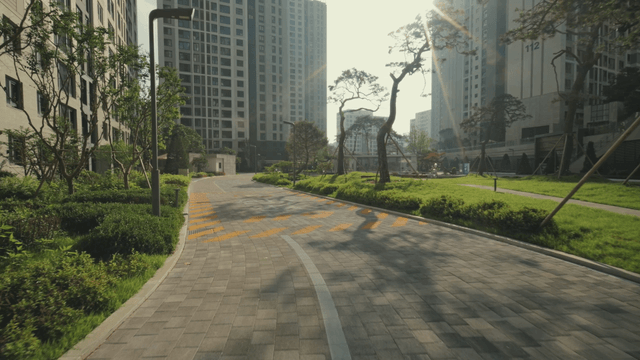Walking trail inside an apartment complex