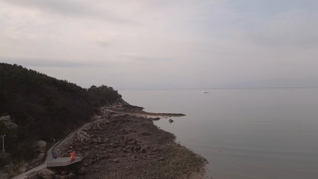 A tranquil beach with distant horizon
