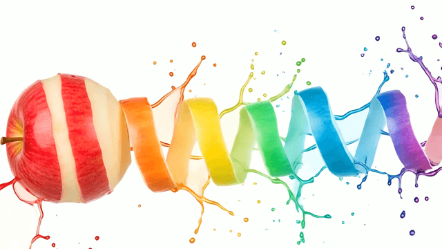 Vibrant apple with rainbow peel