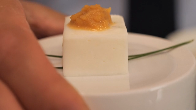 Tofu cheese topped with doenjang sauce