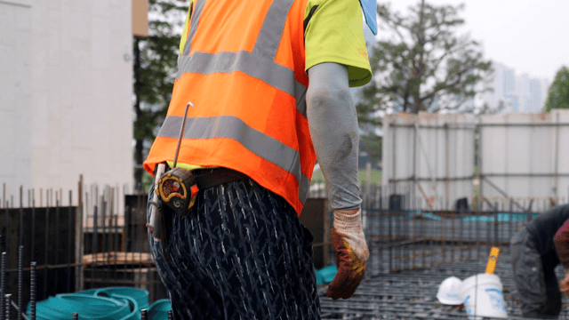 Construction workers at a building site