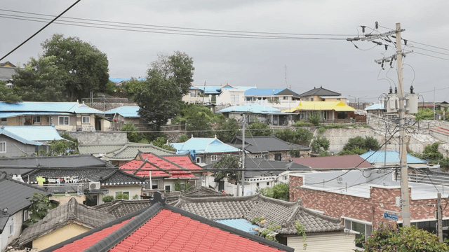 Colorful rooftops in a rural village