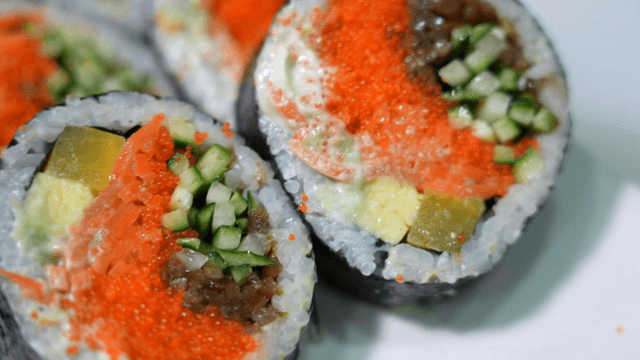 Kimbap rolls with vibrant fillings