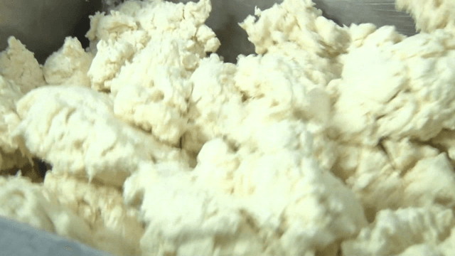 Dough being mixed in a mixer