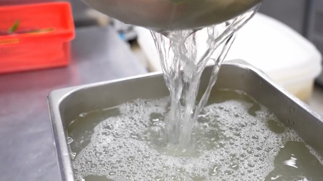 Straining the broth
