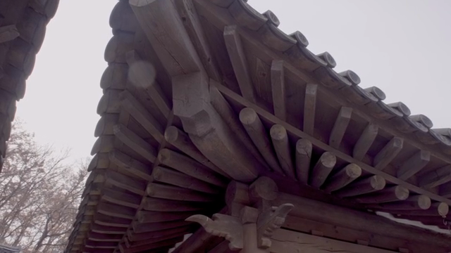 Traditional Korean wooden roof structure
