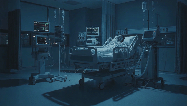 밤에 병실에 있는 환자