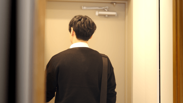 Couple leaving home separately in the morning