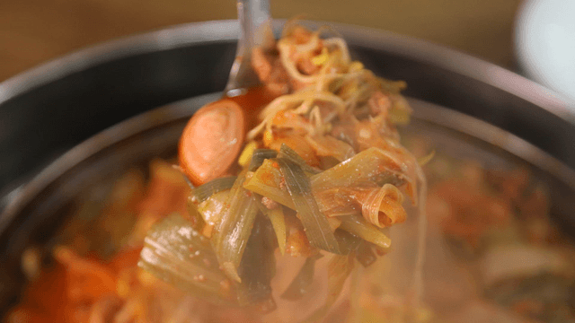 Budaejjigae with sausages and vegetables