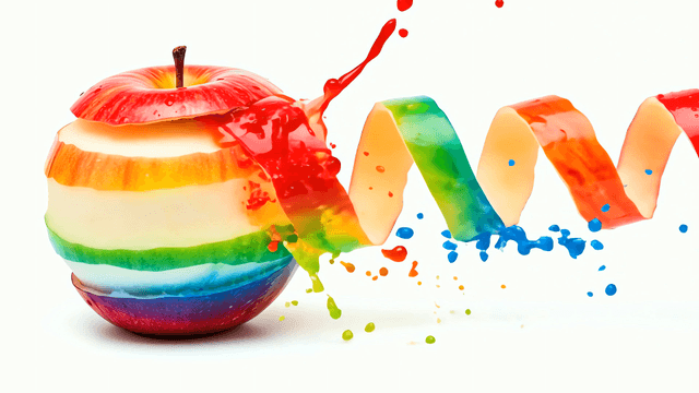 Colorful apple with rainbow layers