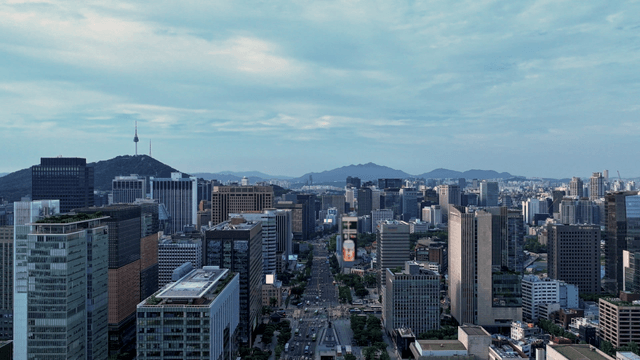 Bustling cityscape with skyscrapers