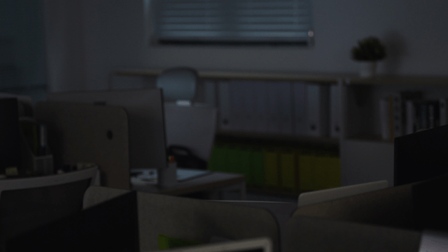 Empty office with computers and files