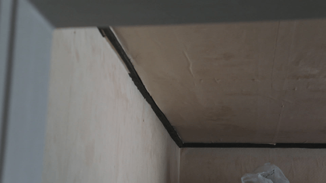 Interior ceiling corner of a house