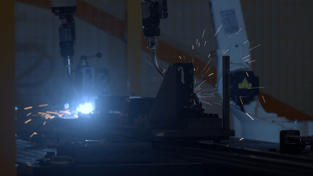 Sparks flying from a welding machine