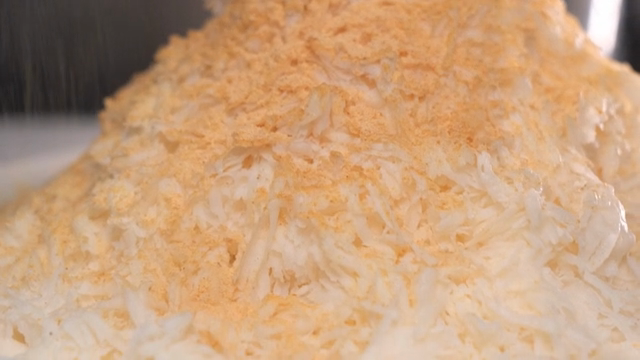 A bowl of shaved ice with soybean powder