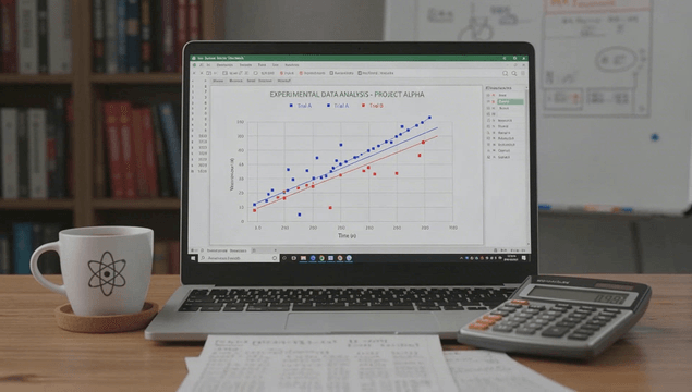 Laptop displaying data analysis graphs