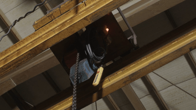 Chain hoist in an industrial setting