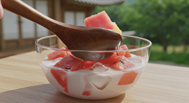 Fruit punch with watermelon in a glass bowl