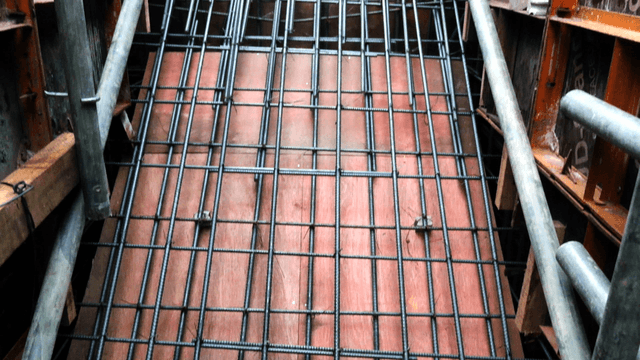 Steel reinforcement on a construction site