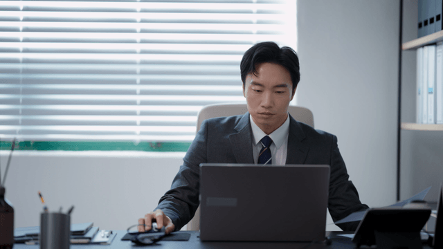 Businessman working at a desk in an office