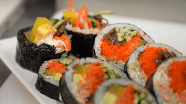 Kimbap rolls with vibrant fillings