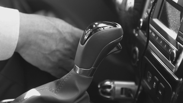 Gear stick of a car being started
