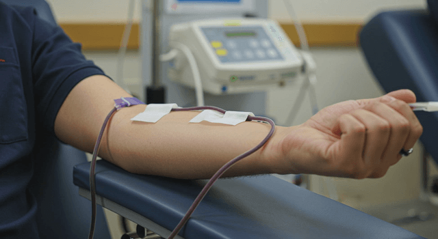 Blood donation process in a clinic