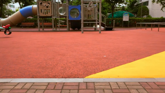 Empty playground with colorful equipment