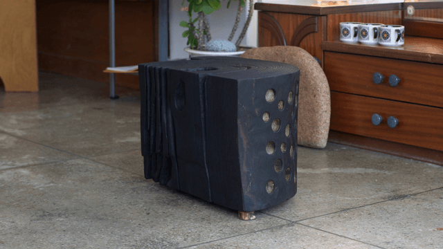 Unique wooden furniture inside a room