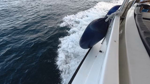 A boat cruising on the open sea